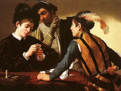 Die Flaschspieler - Gemlde von Caravaggio, um 1594