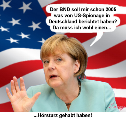Merkels Hrsturz 2005 - Karikatur: Samy