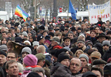 Blockade gegen Neonazi-Aufmarsch in Dresden am 13. Februar