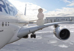 Flugzeug mit Schneemann