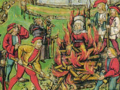 Bild einer Hexenverbrennung im Jahre 1447 in  Willisau, Schweiz