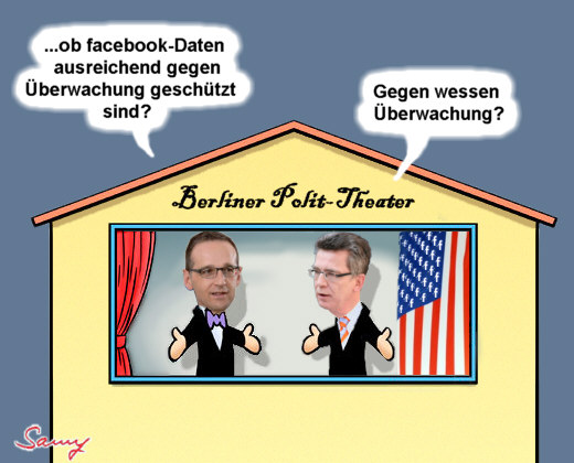 Maas, de Maizire und der facebook-Schutz - Karikatur: Samy