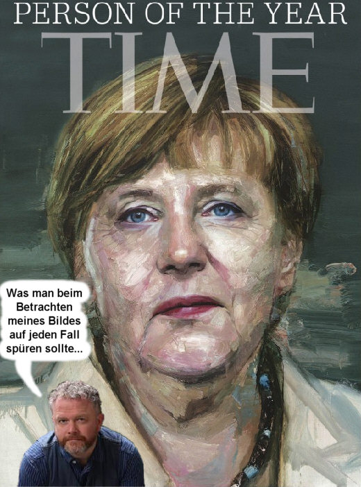 Merkel, der Maler und das Mitgefühl - Collage: Samy