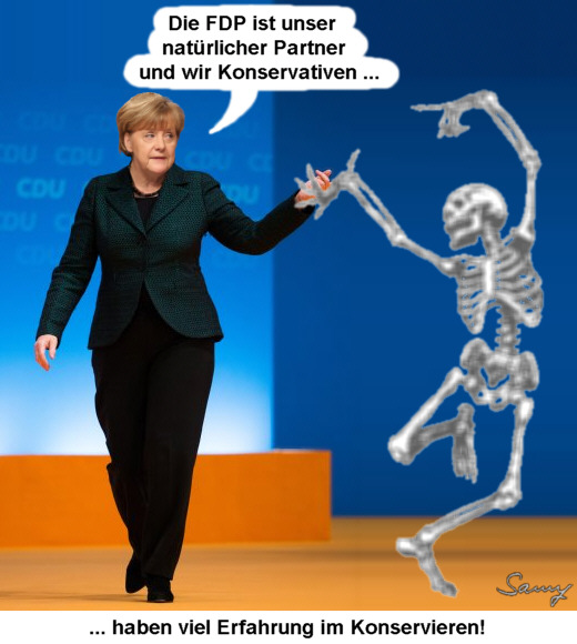 Merkels Totentanz - Karikatur: Samy