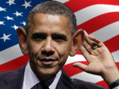 Obama lauscht - Grafik: Samy