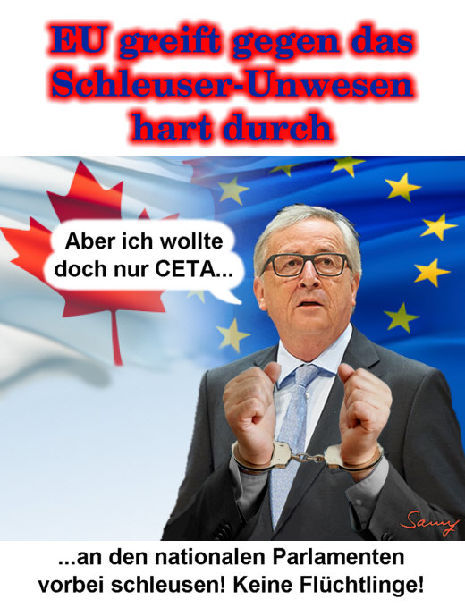 EU greift gegen Schleuser-Unwesen hart durch - Karikatur: Samy - Creative-Commons-Lizenz Nicht-Kommerziell 3.0