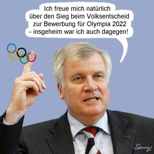 Seehofers olympischer Sieg, Karikatur: Samy