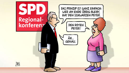SPD und roter Peter - Karikatur: Harm Bengen