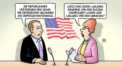 Manipulation der Midterm-Wahlen - Karikatur: Harm Bengen