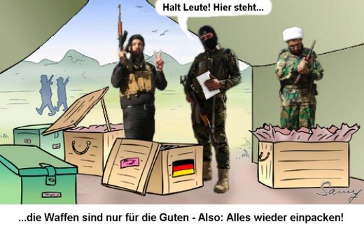 Deutsche Waffen für die Guten - Karikatur: Samy