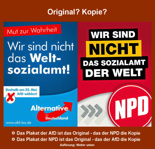 Weltsozialamt, NPD oder AfD oder was? - Collage: Samy - Creative-Commons-Lizenz Namensnennung Nicht-Kommerziell 3.0