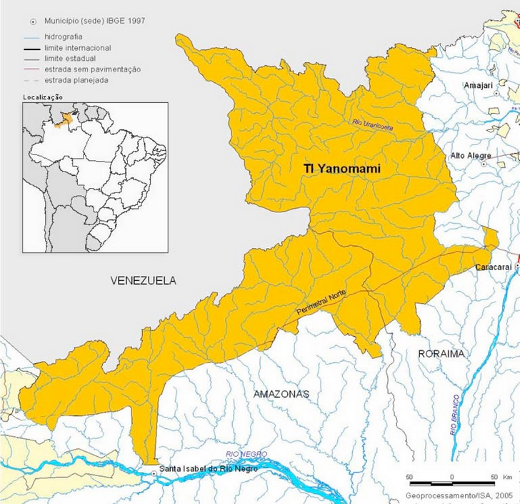 Reservation der Yanomami auf brasilianischem Territorium - Grafik: ISA Instituto Socioambiental - gemeinfrei
